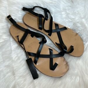 Topshop Black Strappy Flat Casual Summer Sandals